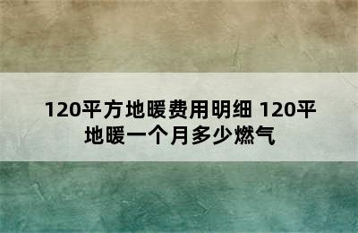 120平方地暖费用明细 120平地暖一个月多少燃气